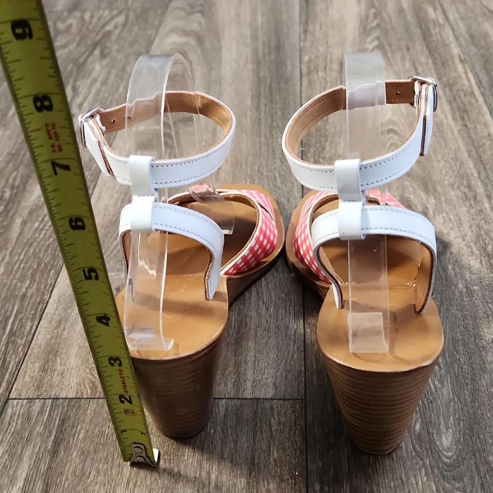 K.Jacques St. Tropez Alicia Red/White Gingham Wedges Size 40
